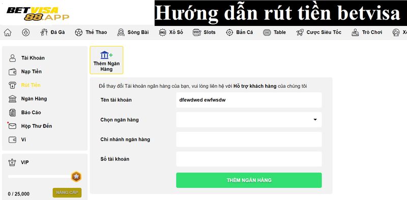 Cách rút tiền Betvisa dễ dàng qua tài khoản ngân hàng