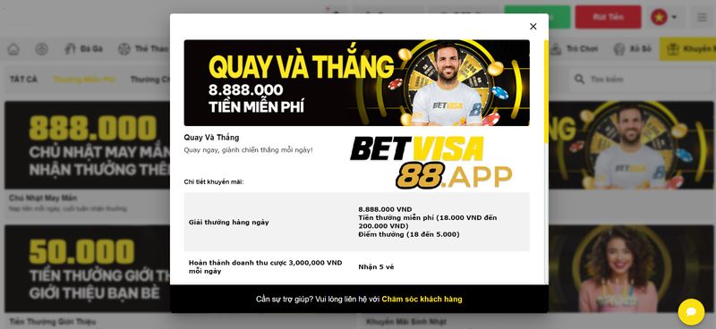 Chương trình quay và thắng tại betvisa